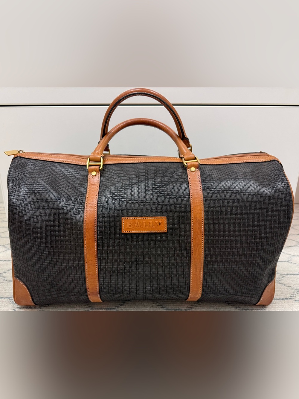 BALLY Vintage 90’s Unisex Classic Signature Monogramed Canvas Weekender Bag